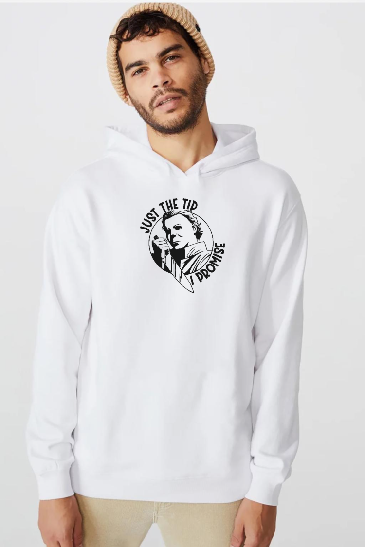 Just The Tip I Promise Halloween Beyaz Erkek 3ip Kapşonlu  Sweatshirt