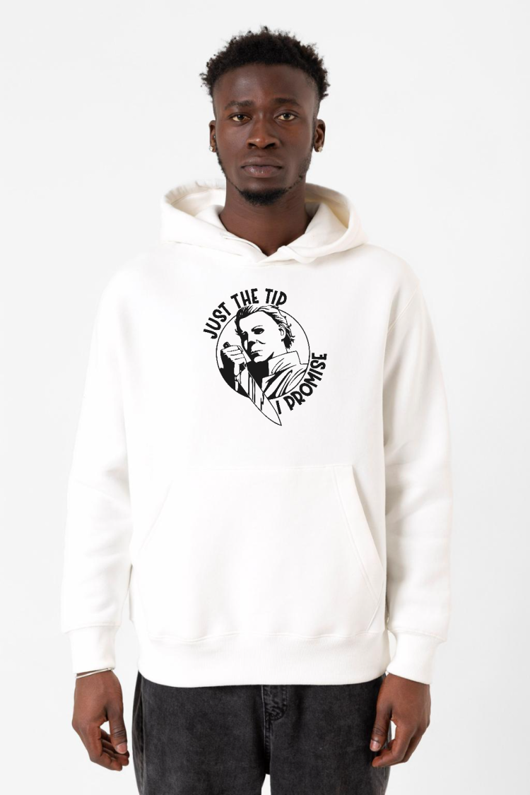 Just The Tip I Promise Halloween Beyaz Erkek 3ip Kapşonlu Sweatshirt