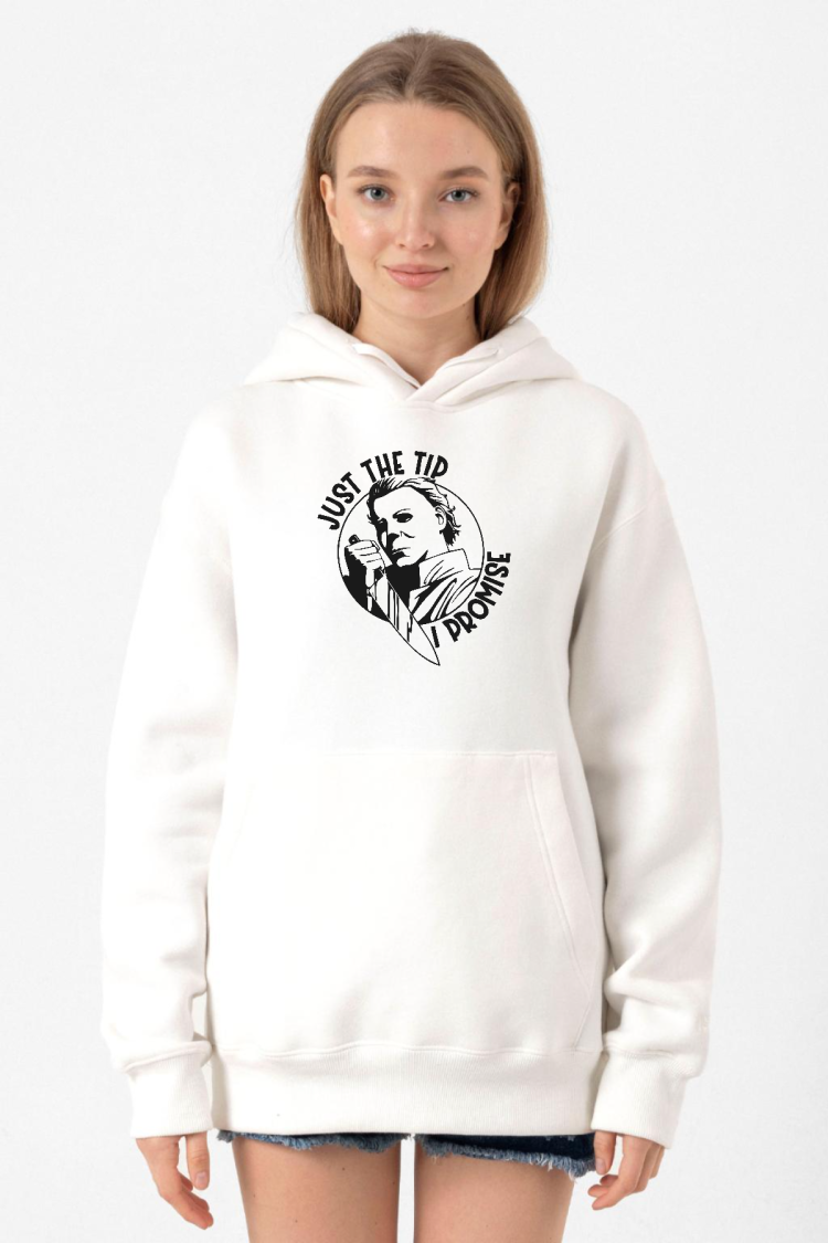 Just The Tip I Promise Halloween Beyaz Kadın 3ip Kapşonlu Sweatshirt