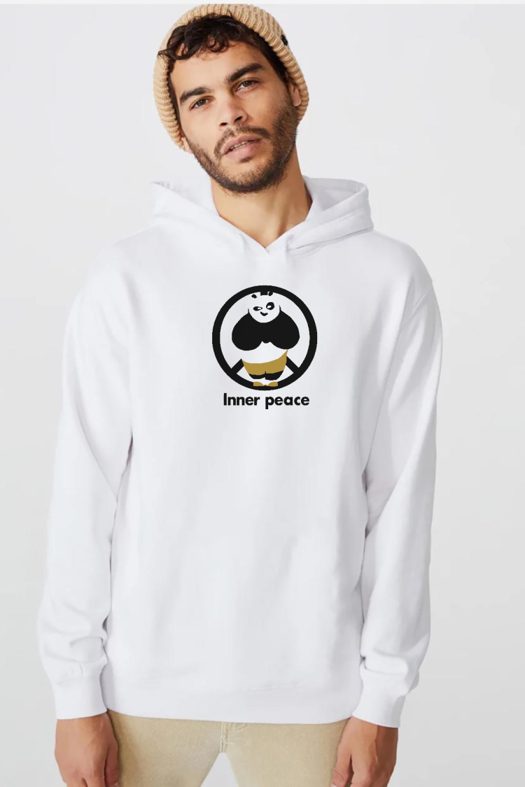 Kung Fu Panda Inner Peace Beyaz Erkek 3ip Kapşonlu  Sweatshirt