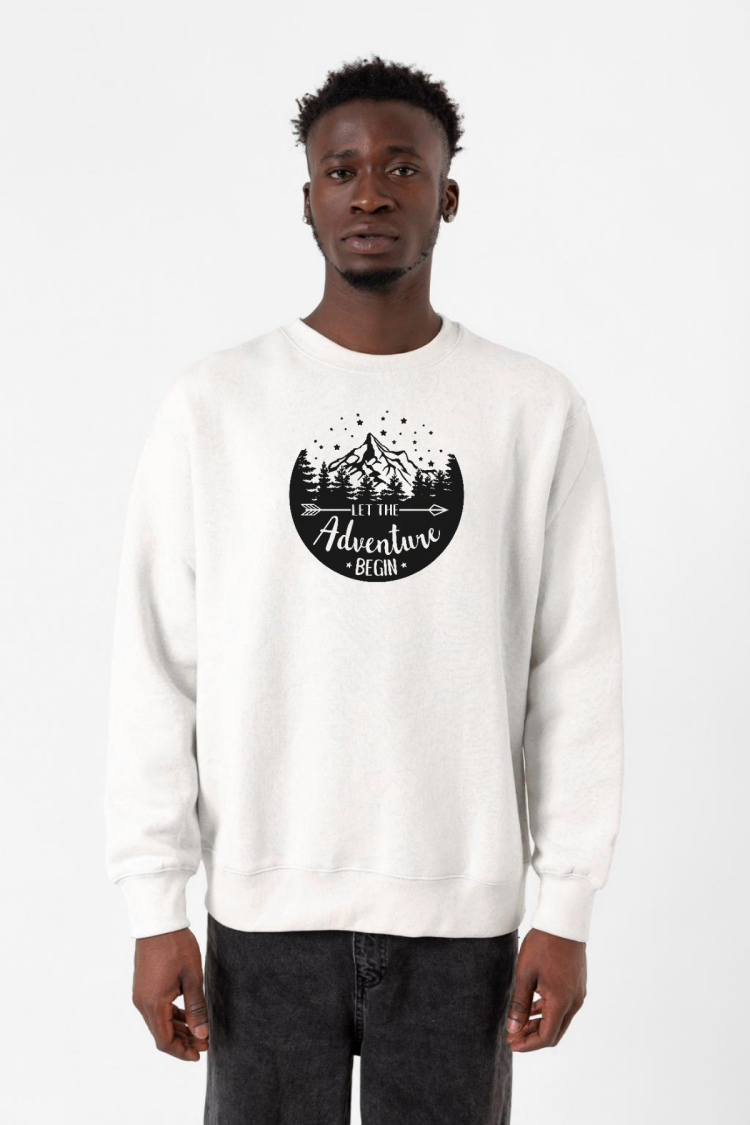 Let The Adventure Begin Beyaz Erkek 2ip Sweatshirt