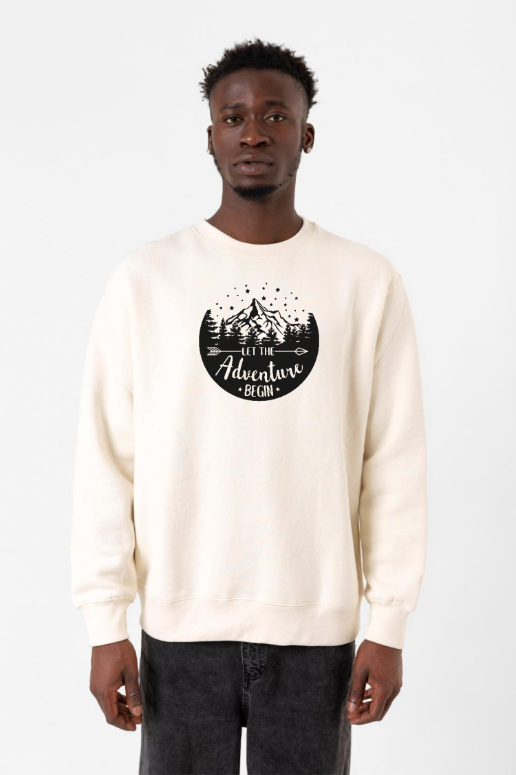 Let The Adventure Begin Ekru Erkek 2ip Sweatshirt