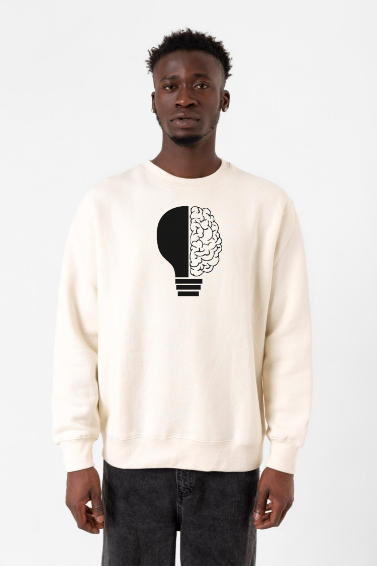 Lightbulb & Brain Ekru Erkek 2ip Sweatshirt