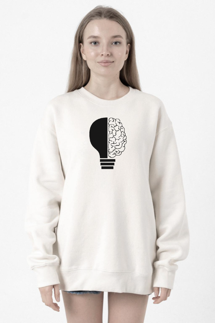 Lightbulb & Brain Beyaz Kadın 2ip Sweatshirt