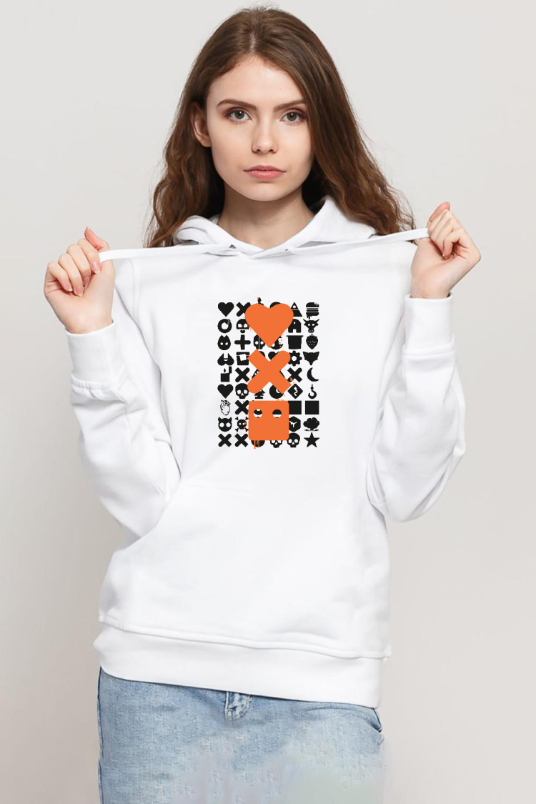 Love Death Robots Orange Beyaz Kadın 3ip Kapşonlu Sweatshirt
