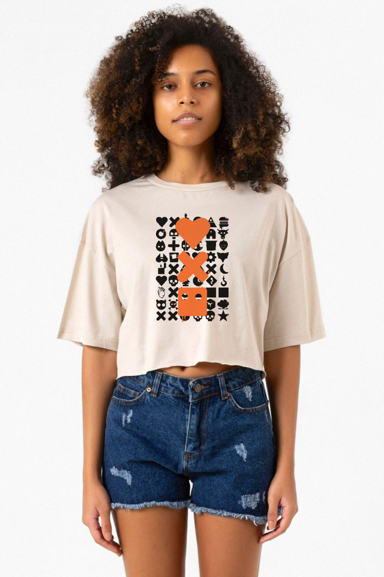 Love Death Robots Orange Bej Kadın Crop Tshirt