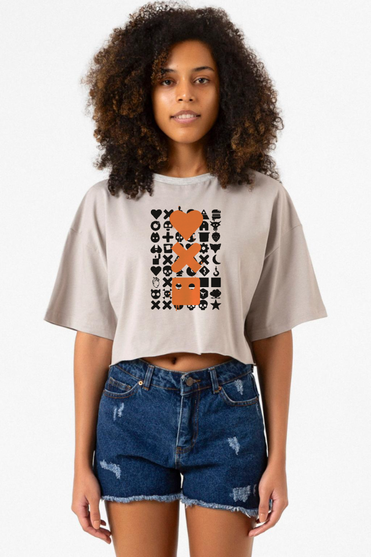 Love Death Robots Orange Taş Rengi Kadın Crop Kapşonlu