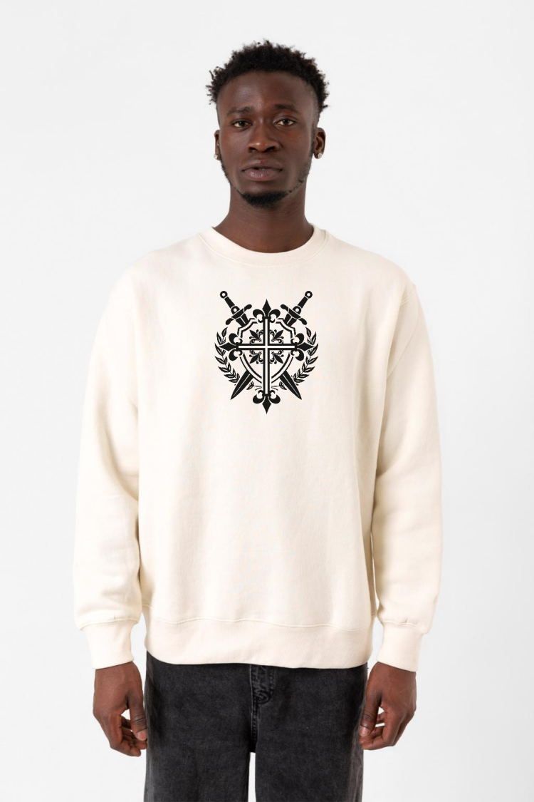 Monogatari Anime Episode Clan Symbol Ekru Erkek 2ip Sweatshirt