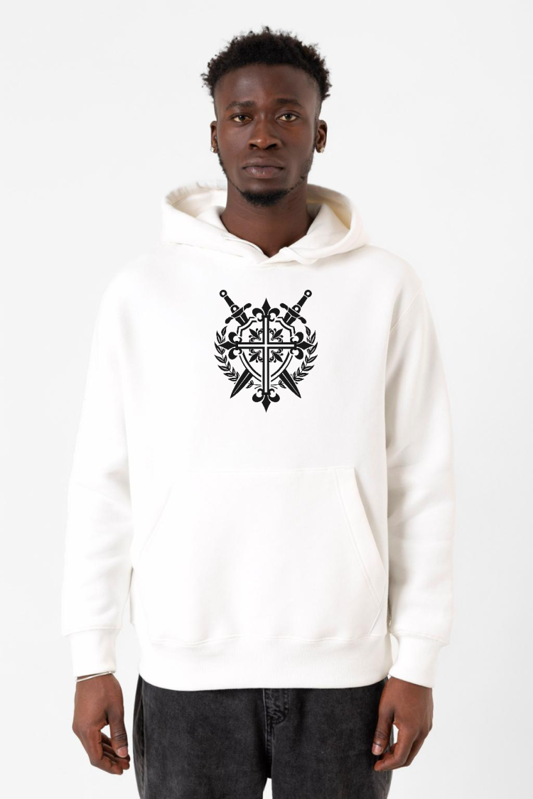 Monogatari Anime Episode Clan Symbol Beyaz Erkek 3ip Kapşonlu Sweatshirt
