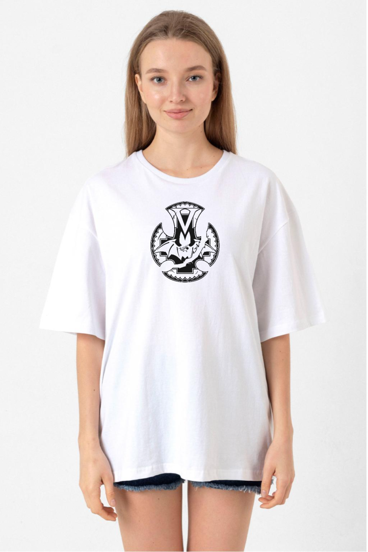 Monogatari Anime Koyomi Vampire Symbol Beyaz Kadın Oversize Tshirt