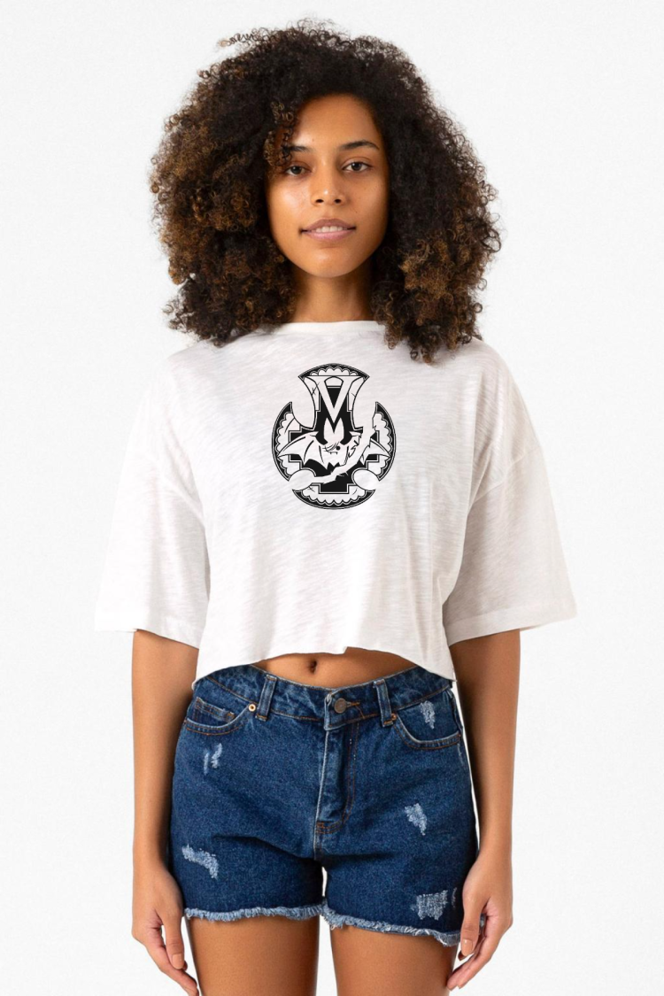 Monogatari Anime Koyomi Vampire Symbol Beyaz Kırçıllı Kadın Crop Tshirt