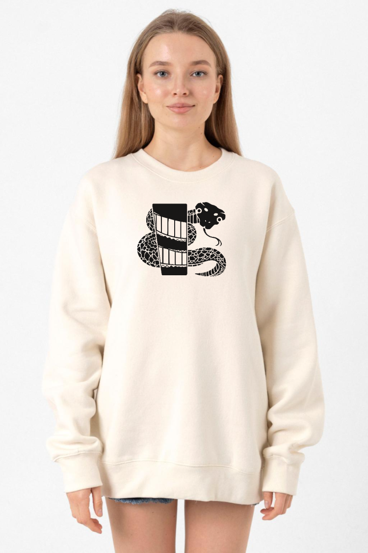 Monogatari Anime Nadeko Snake Symbol Ekru Kadın 2ip Sweatshirt