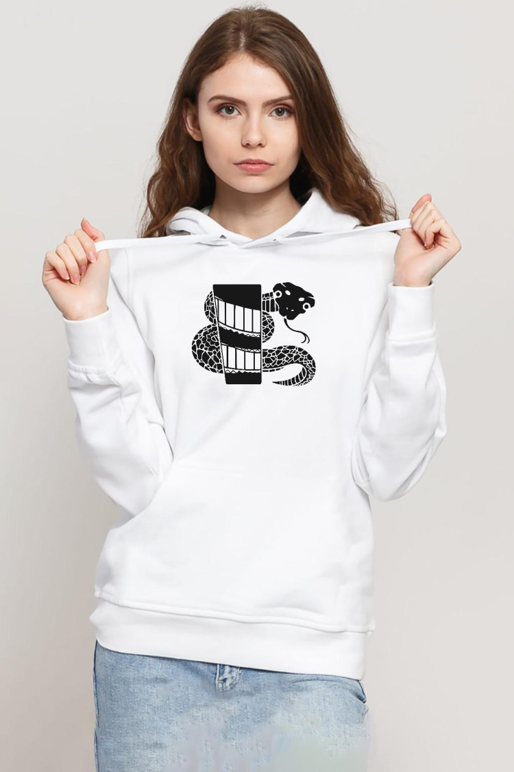 Monogatari Anime Nadeko Snake Symbol Beyaz Kadın 3ip Kapşonlu Sweatshirt