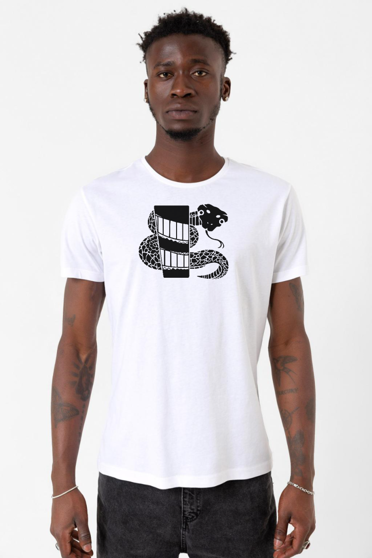 Monogatari Anime Nadeko Snake Symbol Beyaz Erkek Bisikletyaka Tshirt