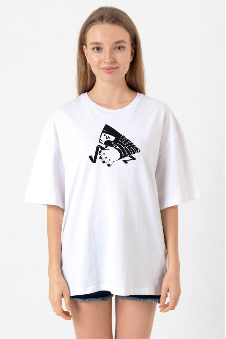 Monogatari Anime Suruga Monkey Symbol Beyaz Kadın Oversize Tshirt