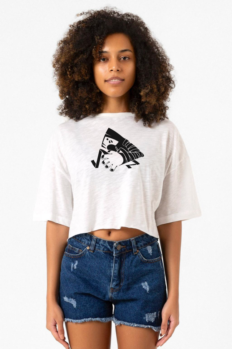 Monogatari Anime Suruga Monkey Symbol Beyaz Kırçıllı Kadın Crop Tshirt