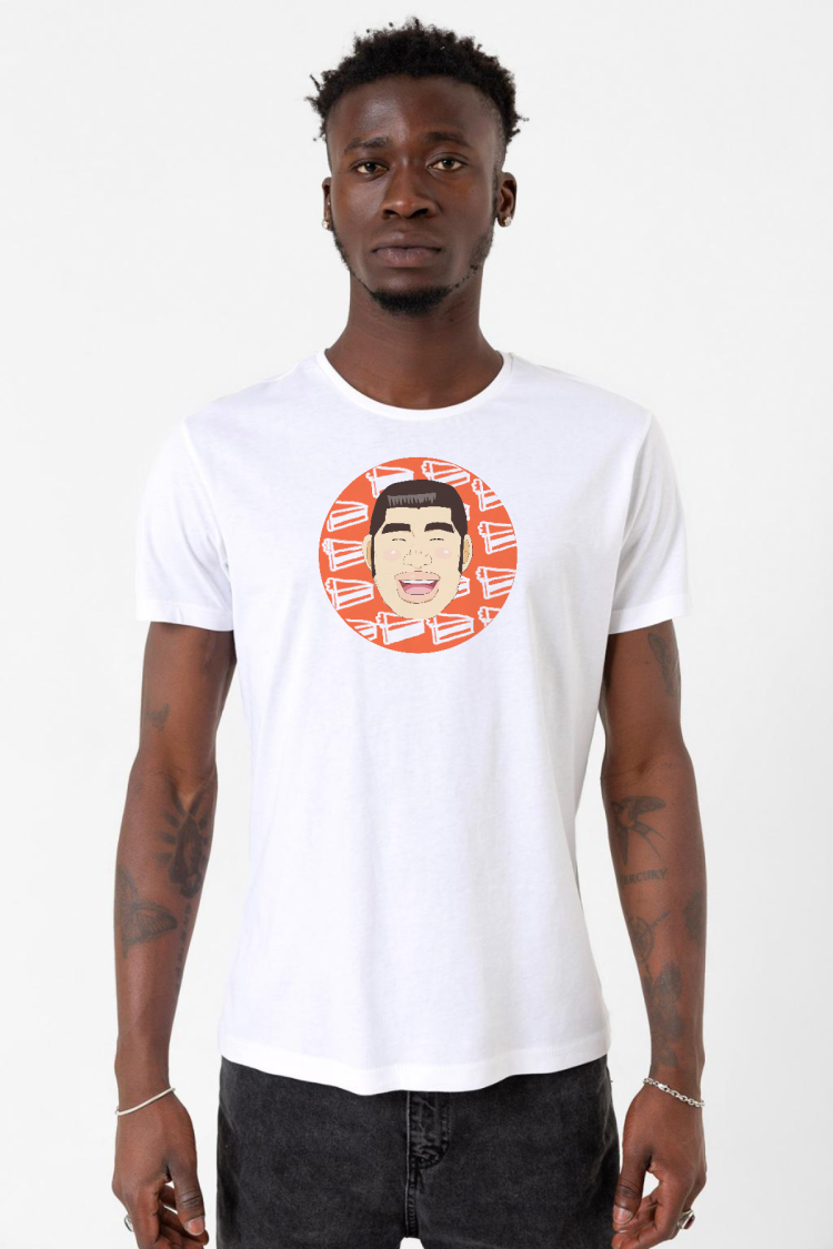 Monogatari Anime Takeo Gouda Circle Poster Beyaz Erkek Bisikletyaka Tshirt