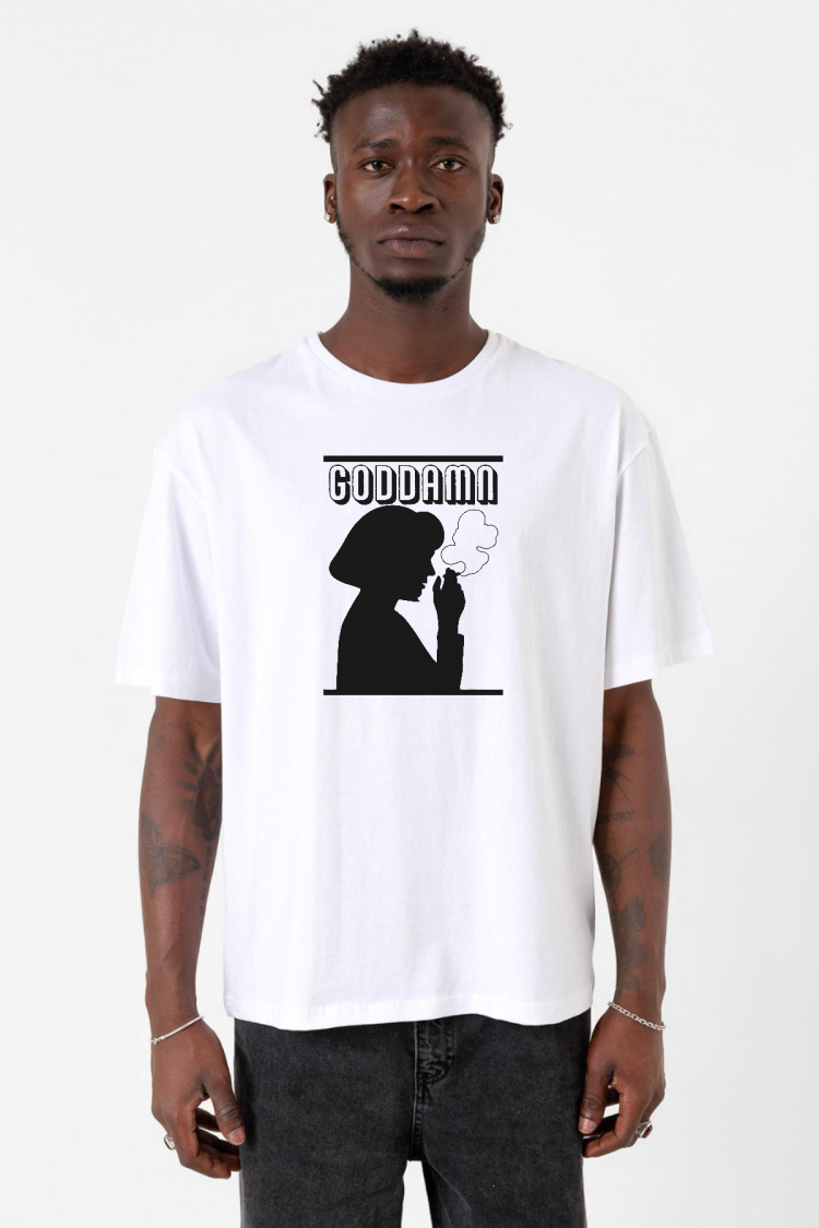 Pulp Fiction  Goddamn Beyaz Erkek Oversize Tshirt