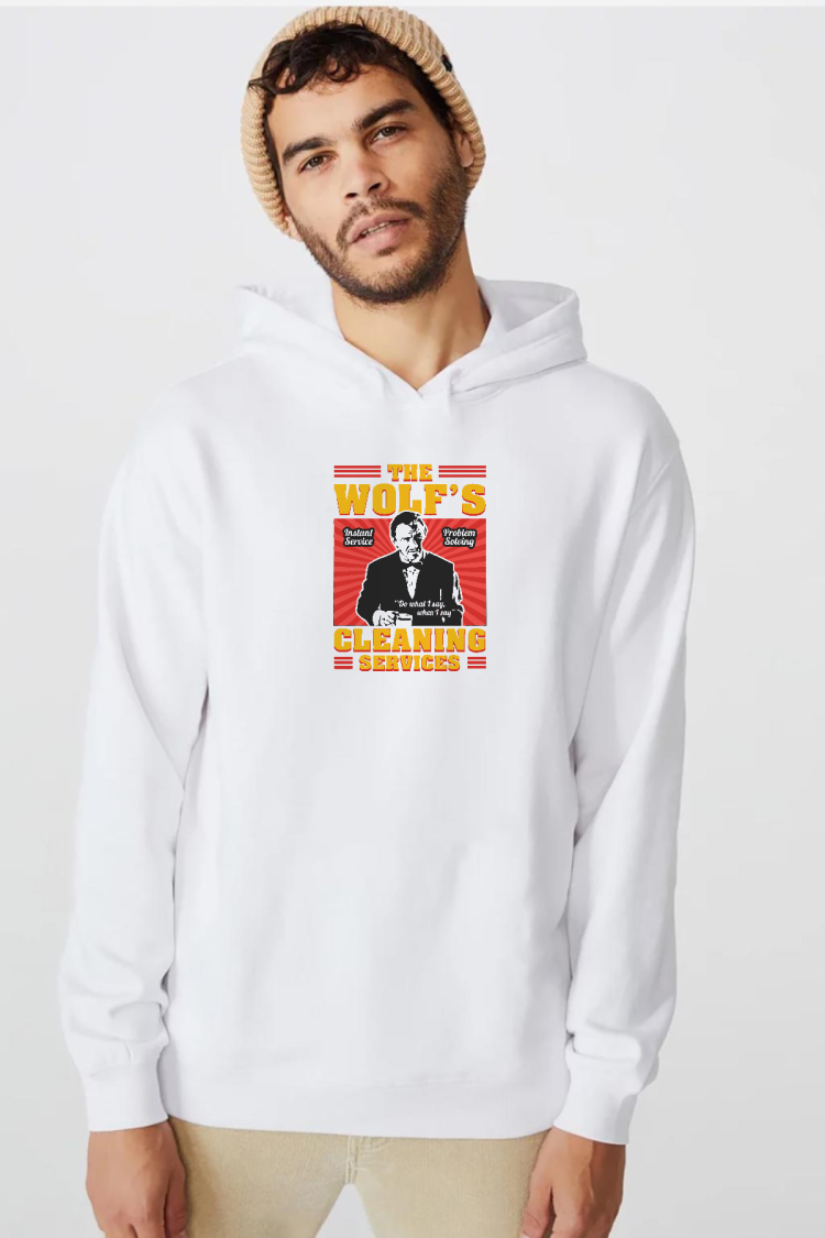 Pulp Fiction The Wolfs Cleaning Services Beyaz Erkek 3ip Kapşonlu  Sweatshirt