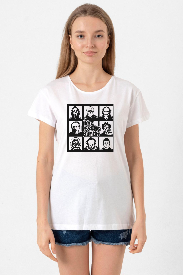 The Psycho Bunch Beyaz Kadın Bisikletyaka Tshirt