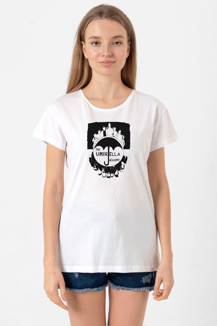 The Umbrella Academy Dark Essential Beyaz Kadın Bisikletyaka Tshirt