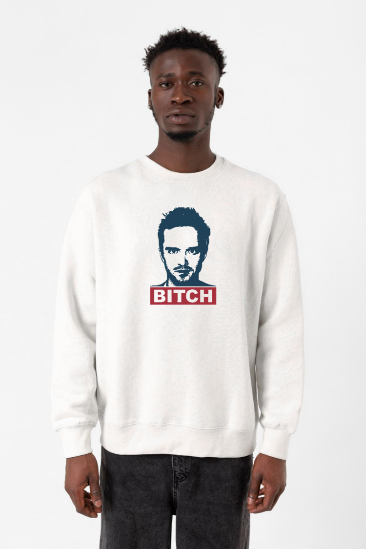 Breaking Bad Jesse Pinkman Bitch Beyaz Erkek 2ip Sweatshirt