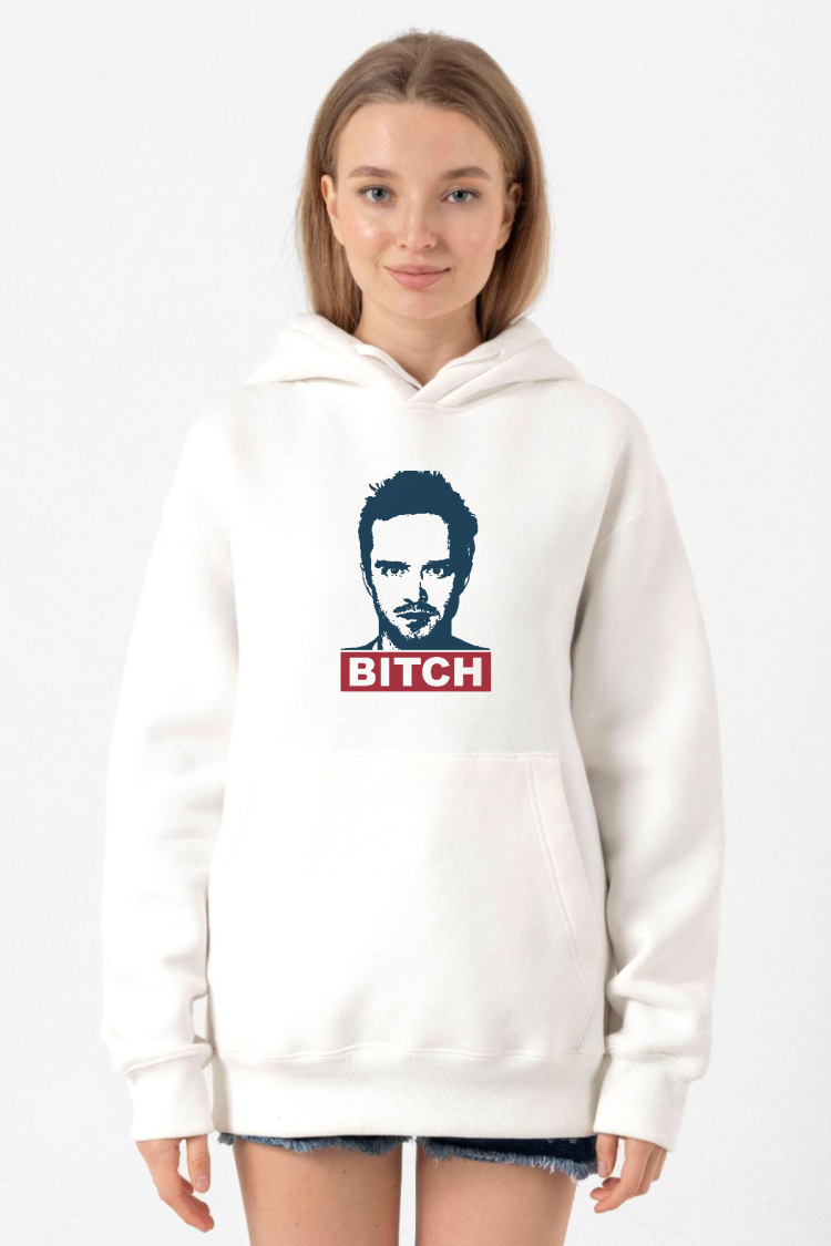 Breaking Bad Jesse Pinkman Bitch Beyaz Kadın 3ip Kapşonlu Sweatshirt