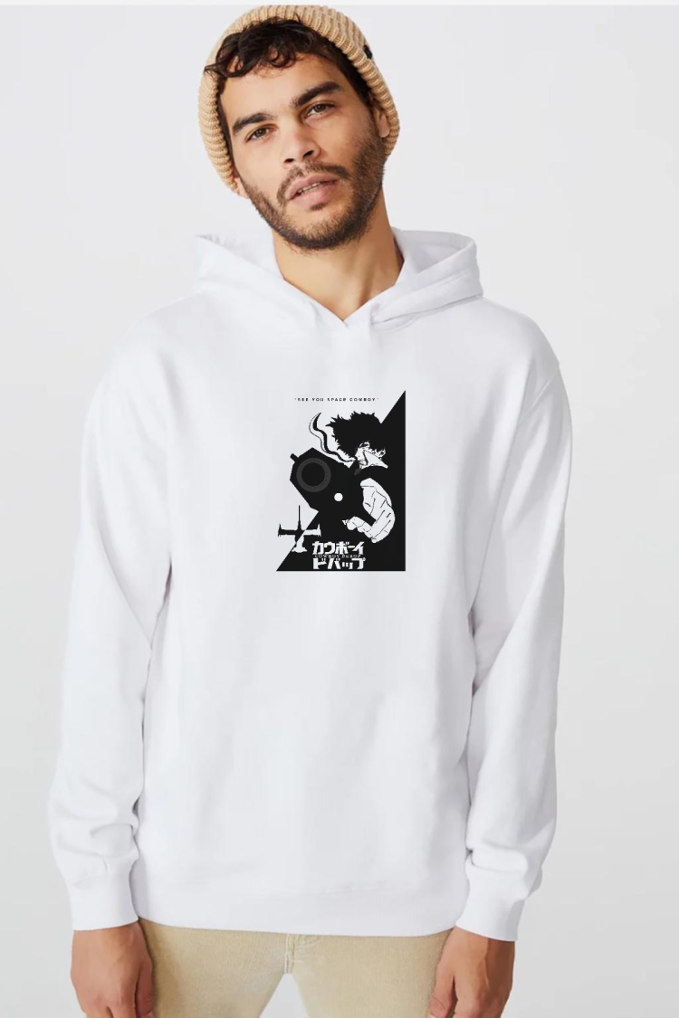 Cowboy Bebop Spike See You Space Cowboy Beyaz Erkek 3ip Kapşonlu  Sweatshirt