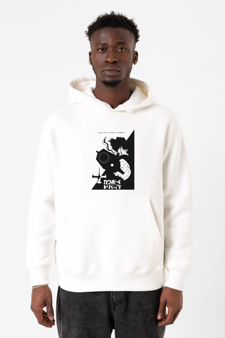 Cowboy Bebop Spike See You Space Cowboy Beyaz Erkek 3ip Kapşonlu Sweatshirt