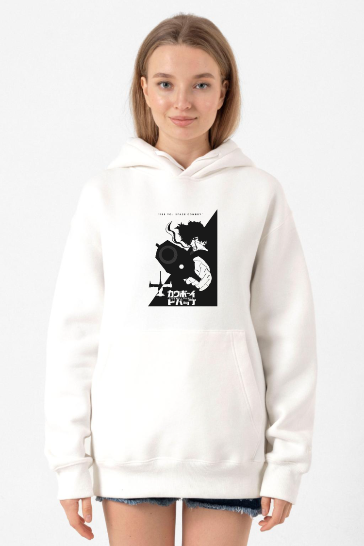 Cowboy Bebop Spike See You Space Cowboy Beyaz Kadın 3ip Kapşonlu Sweatshirt