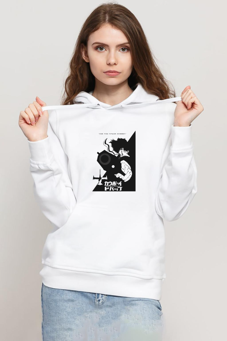 Cowboy Bebop Spike See You Space Cowboy Beyaz Kadın 3ip Kapşonlu Sweatshirt