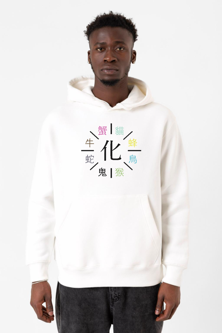 Monogatari Anime Apparitions Beyaz Erkek 3ip Kapşonlu Sweatshirt