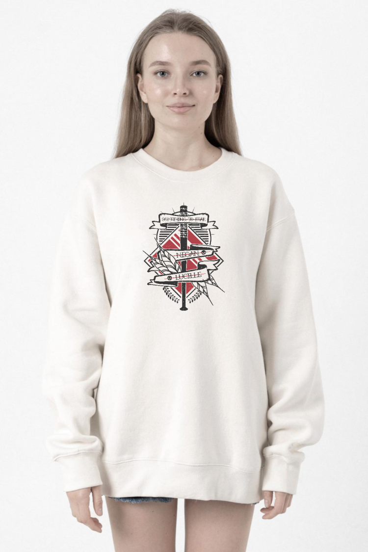 The Walking Dead Negan & Lucille Beyaz Kadın 2ip Sweatshirt
