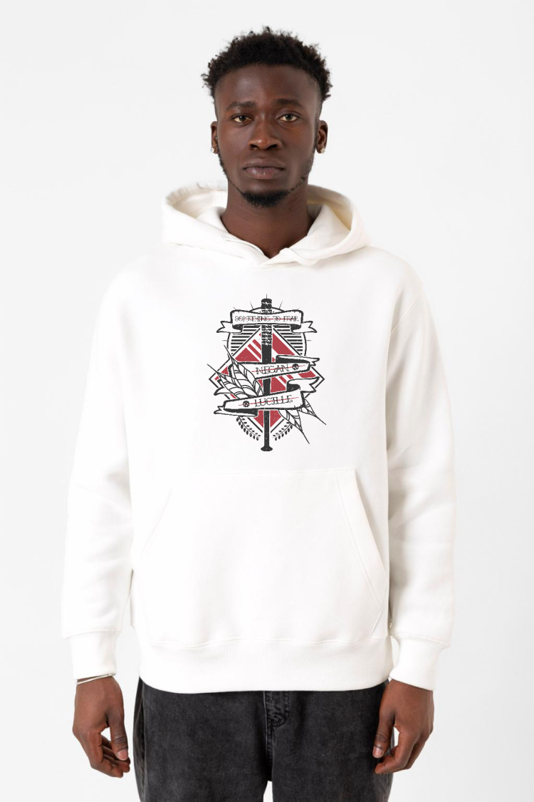 The Walking Dead Negan & Lucille Beyaz Erkek 3ip Kapşonlu Sweatshirt