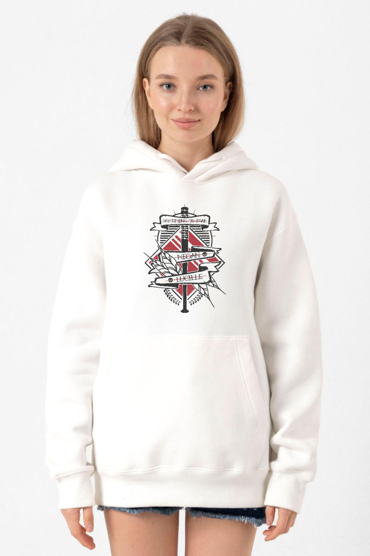 The Walking Dead Negan & Lucille Beyaz Kadın 3ip Kapşonlu Sweatshirt