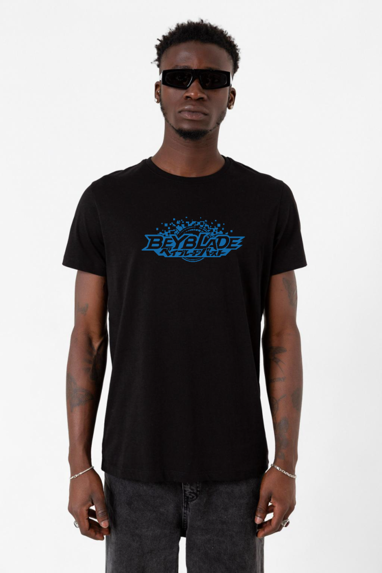 Beyblade Logo Siyah Erkek Tshirt