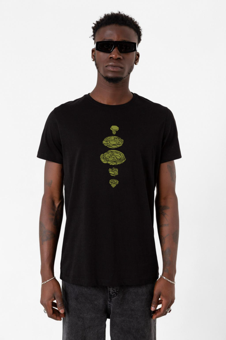 Beyblade Pieces Green Siyah Erkek Tshirt