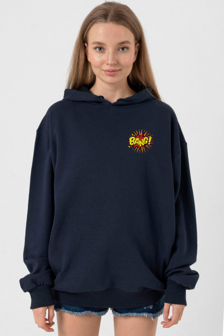 Big Bang Theory Bang Logo Lacivert Kadın 3ip Kapşonlu