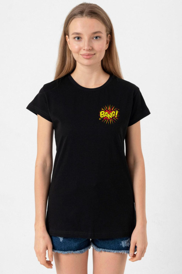Big Bang Theory Bang Logo Siyah Kadın Tshirt
