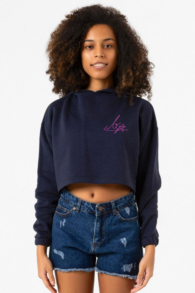 Blackpink Lisa Signature Lacivert Kadın Crop Kapşonlu