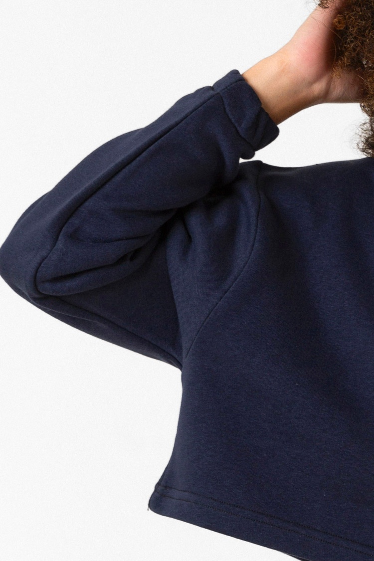 Blackpink Lisa Signature Lacivert Kadın Crop Kapşonlu