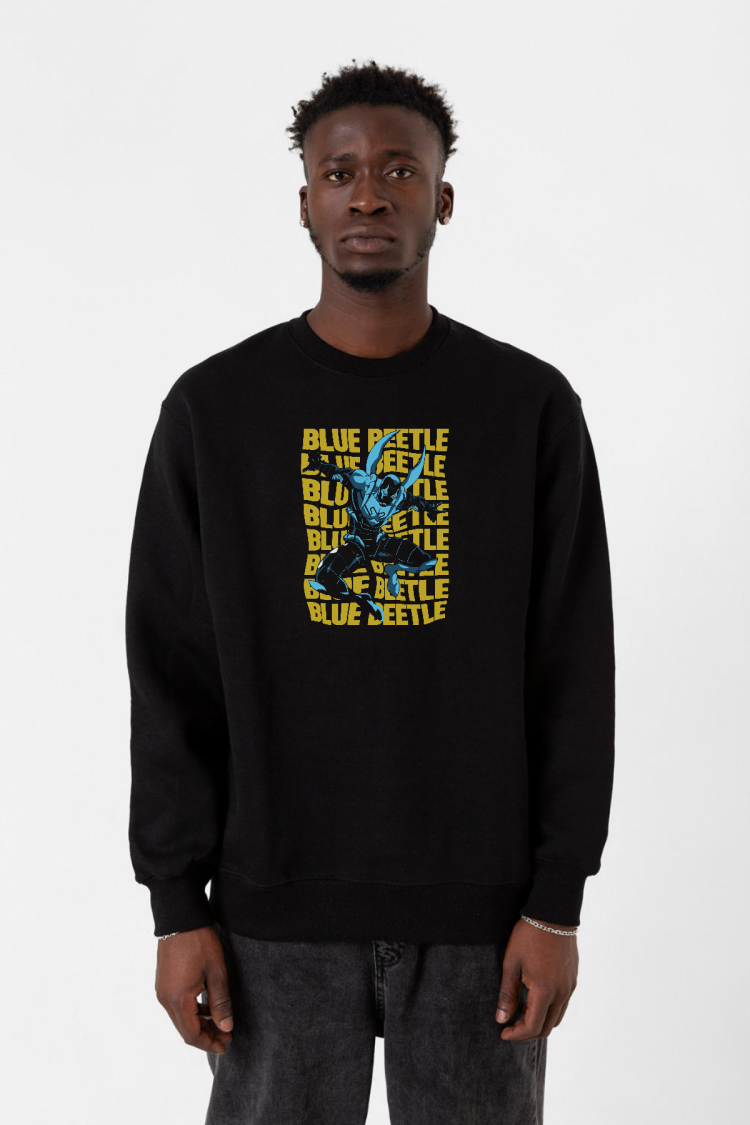 Blue Beetle Lettern Siyah Erkek 2ip Sweatshirt