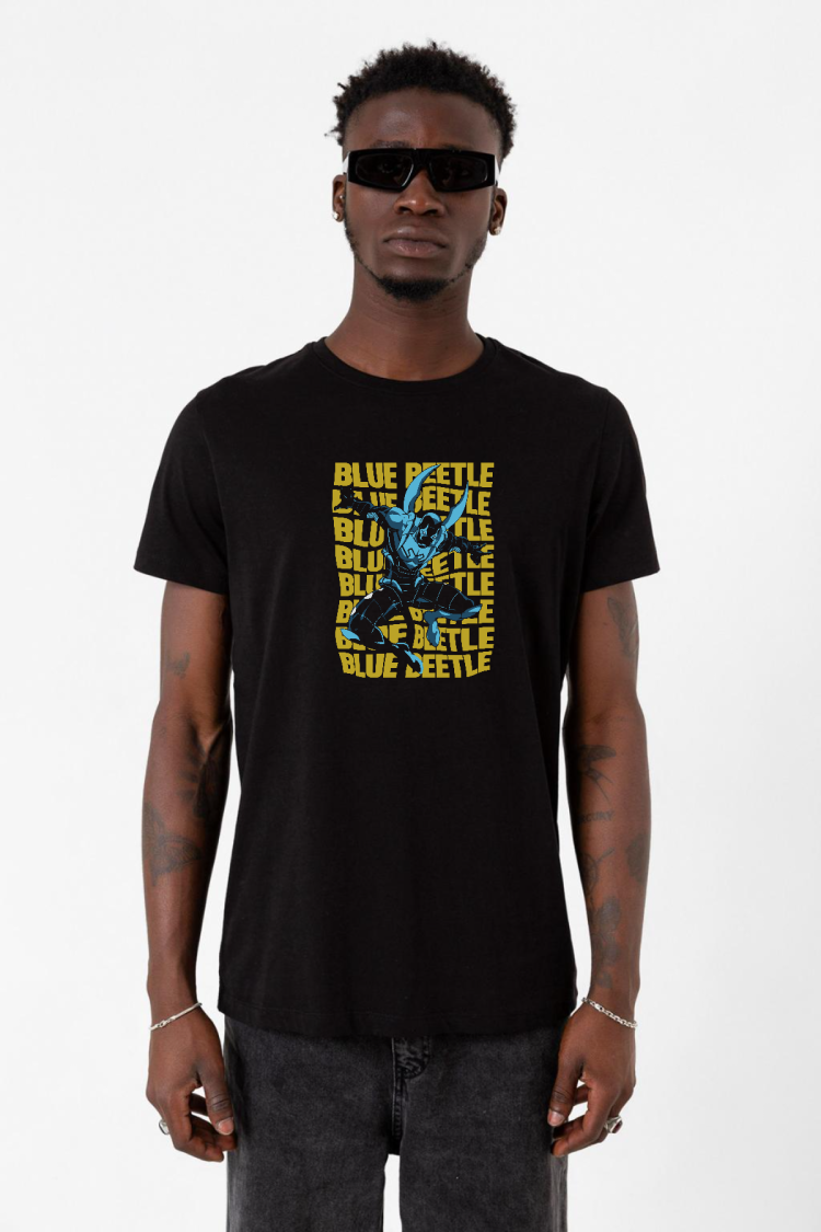 Blue Beetle Lettern Siyah Erkek Tshirt
