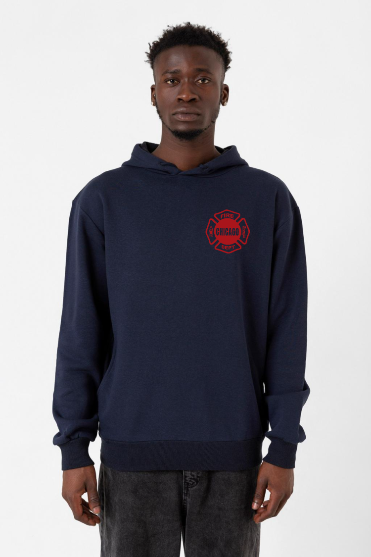 Chicago Fire Logo Lacivert Erkek 3ip Kapşonlu
