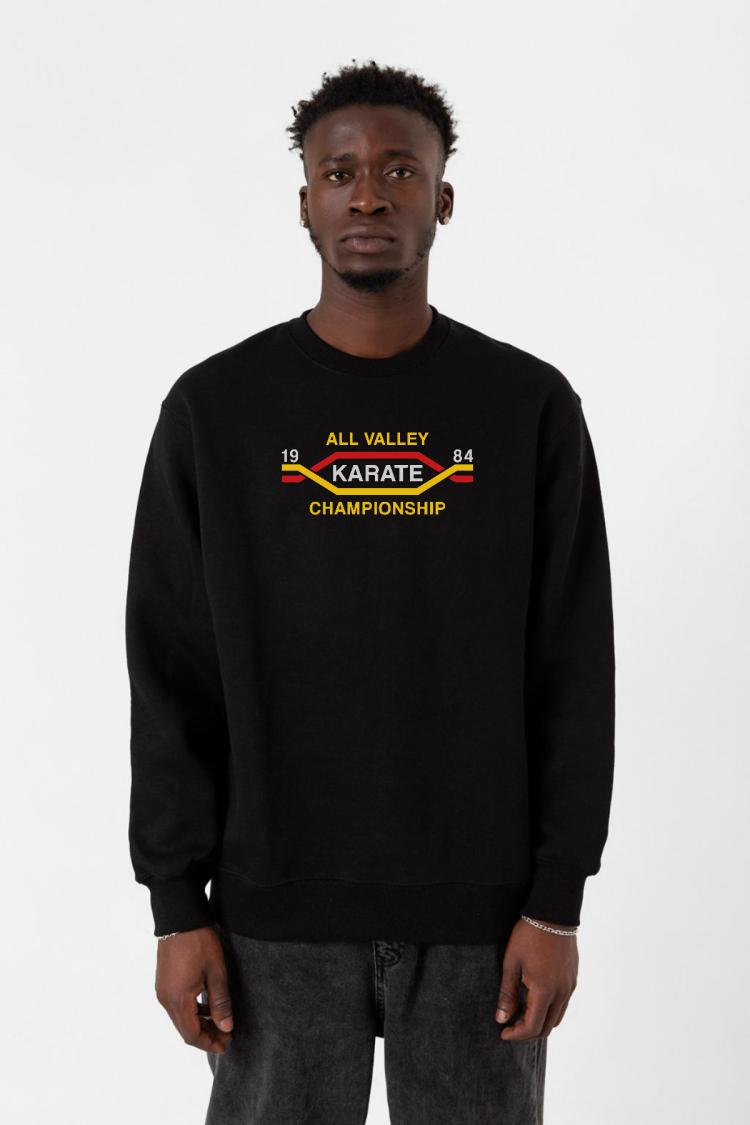 Cobra Kai All Valley Karate Championship 1984 Siyah Erkek 2ip Sweatshirt
