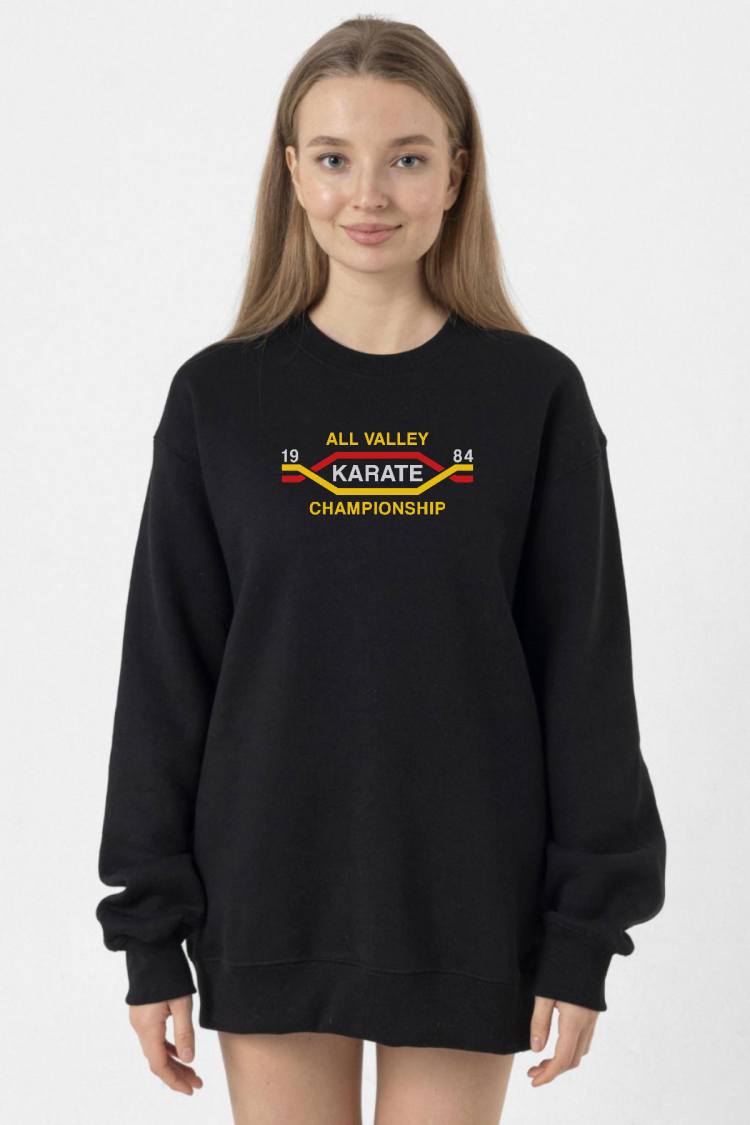 Cobra Kai All Valley Karate Championship 1984 Siyah Kadın 2ip Sweatshirt