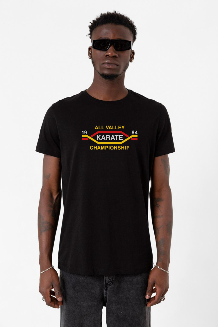 Cobra Kai All Valley Karate Championship 1984 Siyah Erkek Tshirt