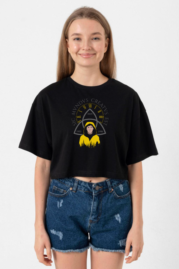 Dark Jonas Sic Mundus Creatus Est Siyah Kadın Crop Tshirt