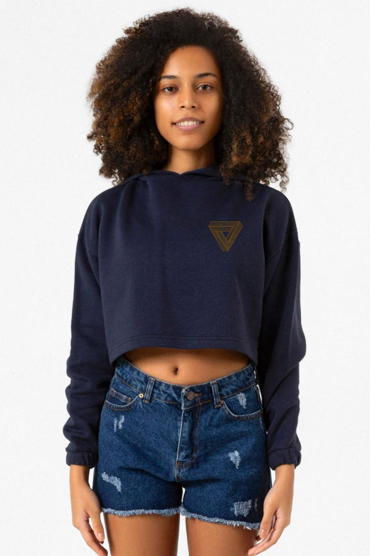Dark Tannhaus Logo Lacivert Kadın Crop Kapşonlu