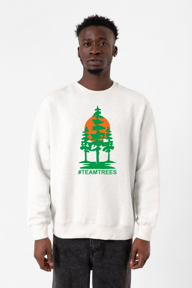 Mr Beast Team Trees Beyaz Erkek 2ip Sweatshirt